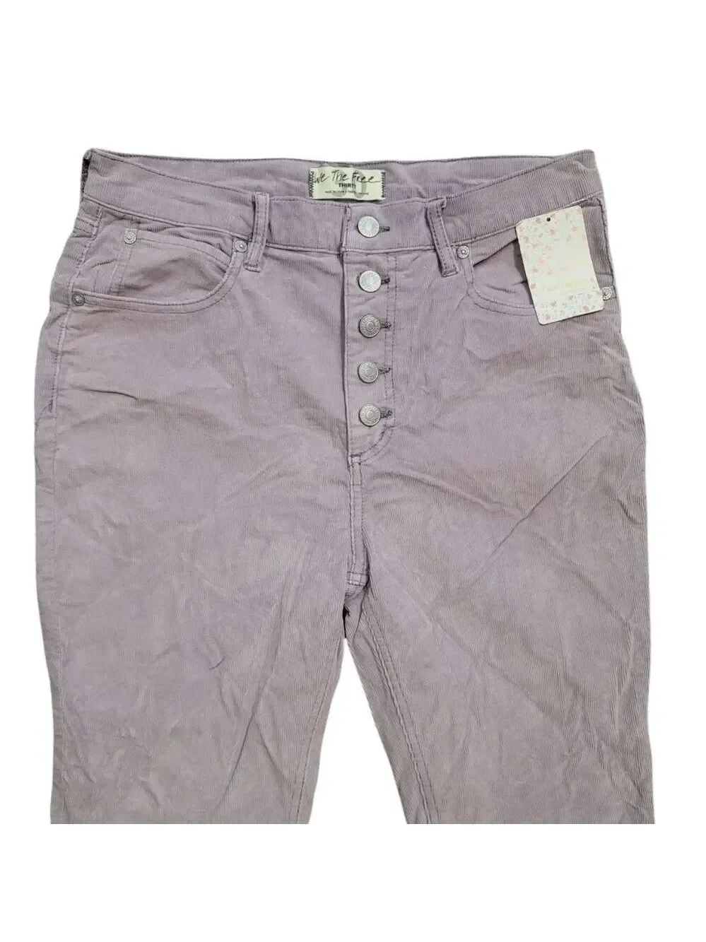Free People Women's Sun Chaser Corduroy Skinny Ankle Jeans In Frosted Lilac